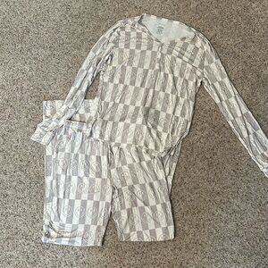 Forver French Baby Smile Checkerboard Bamboo Pajama Set